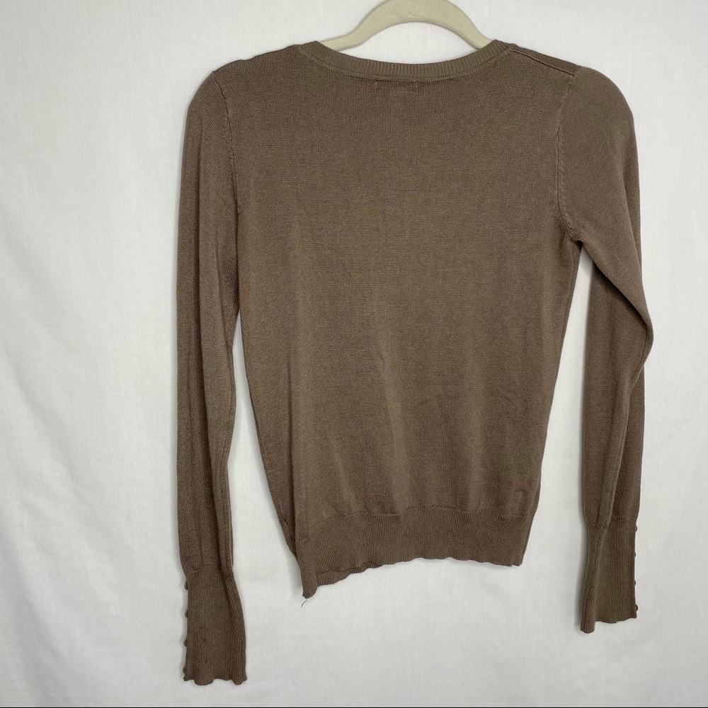 Ambiance tan tight button down cardigan M - Picture 3 of 5